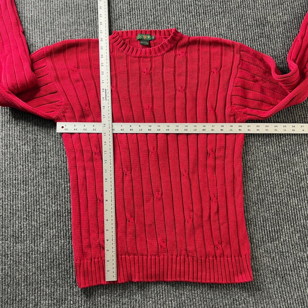 VTG J. Crew Oarsman Men's Small Red Cable Knit Cotton Crewneck Sweater Ribbed - Picture 6 of 9